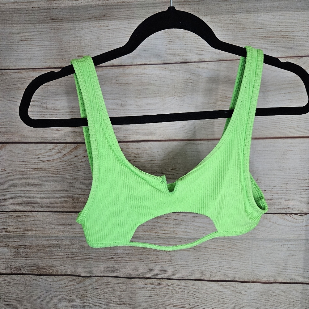 Frankies Bikinis Green Glow Cole Scoop Bikini Top Medium